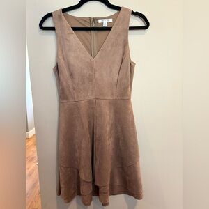 Flattering Suede Tan Sleeveless Dress